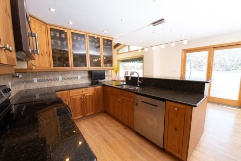 A photograph of the room with flash.